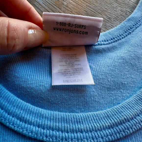 Ron Jon Surf Shop Crop Tank Top Blue Ribbed Retro Flowers Y2K Fit Medium - Picture 6 of 6